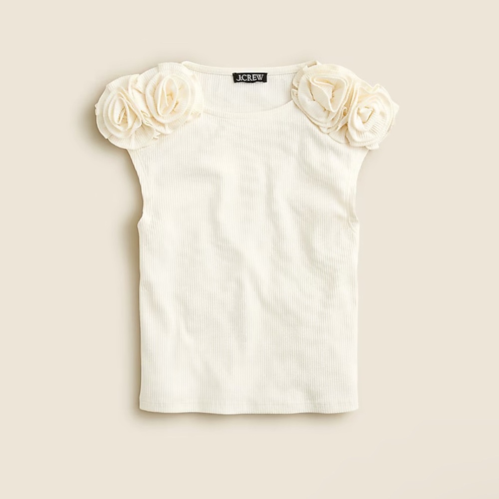 J Crew NWOT Vintage rib rosette T-shirt
